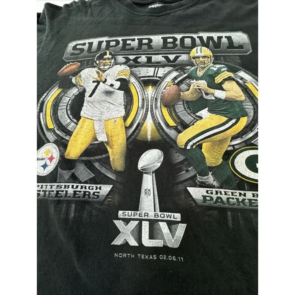 Reebok Exclusive Collection shirt  Super‎ Bowl XLV Steelers Packers Long Sleeve